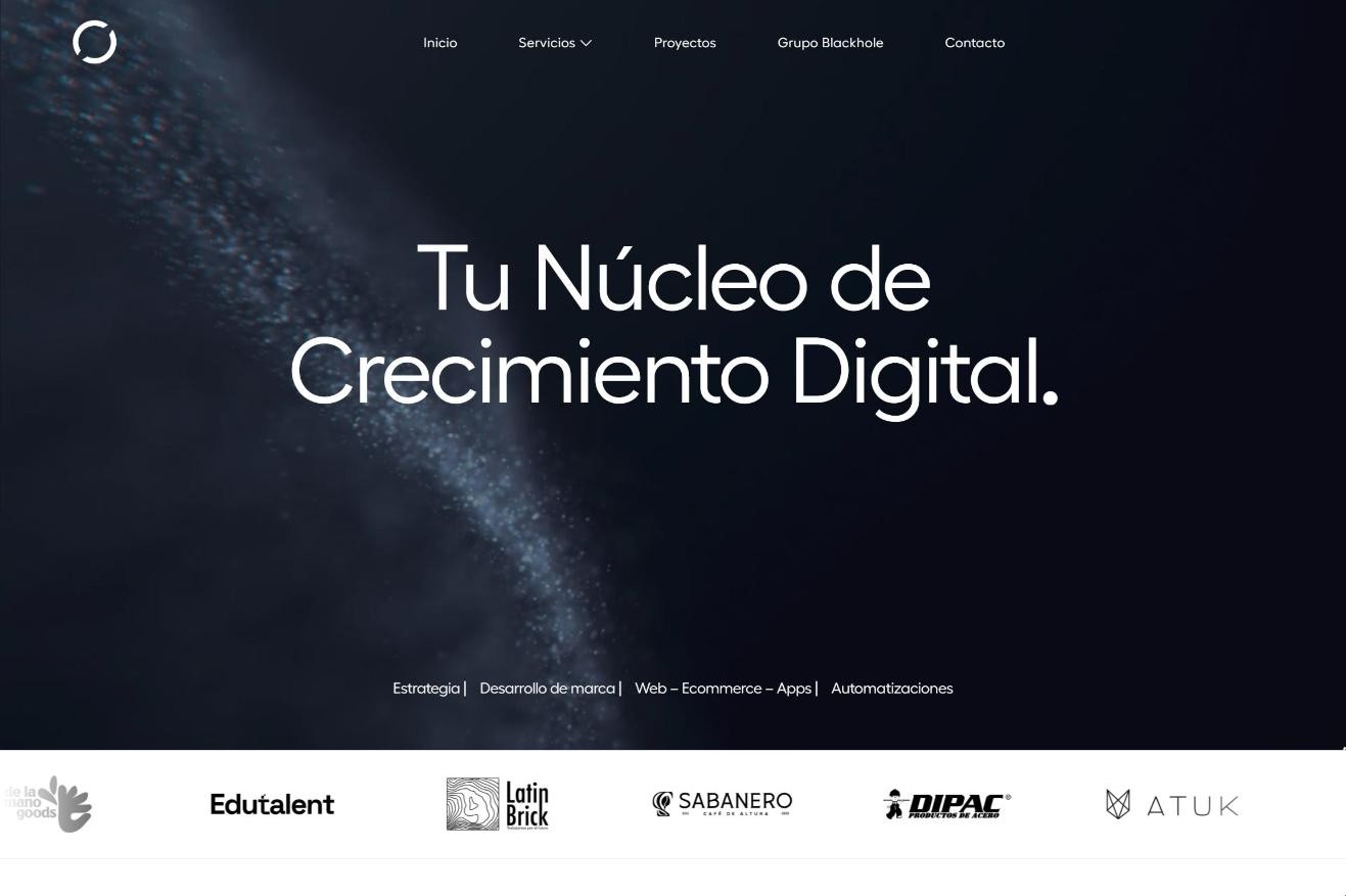 Sitio web de Blackhole diseñado por Iguana Web