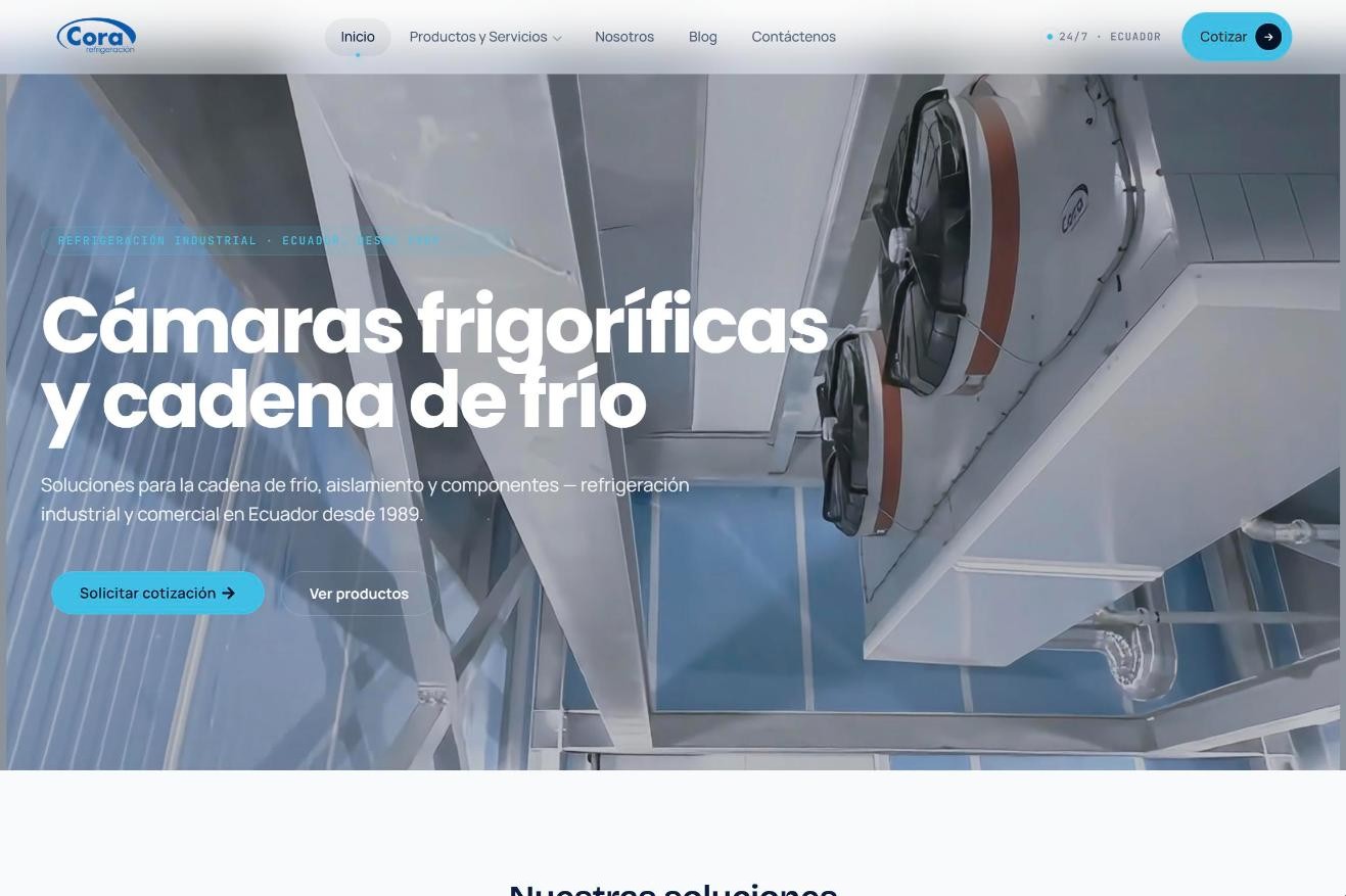 Sitio web de Cora Refrigeración diseñado por Iguana Web