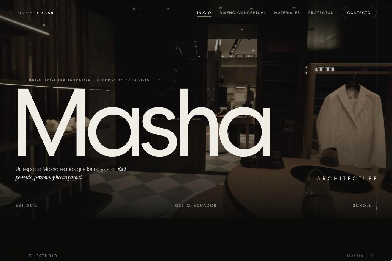 Sitio web de Masha Architecture diseñado por Iguana Web