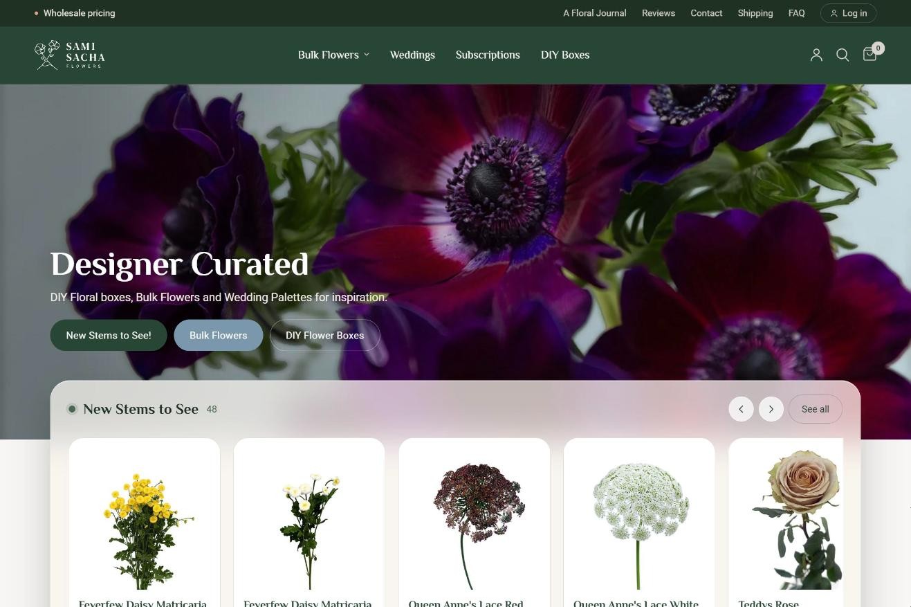 Sitio web de Sami Sacha Flowers diseñado por Iguana Web
